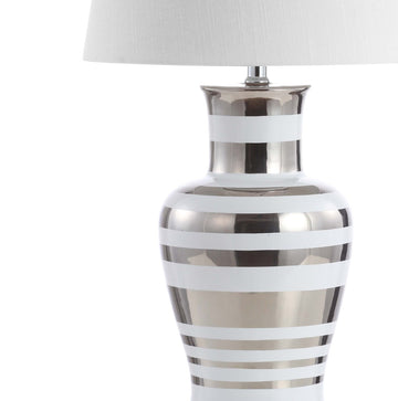 Zilar Striped 28.75" Ceramic/Iron Classic Modern LED Table Lamp - JONATHAN Y